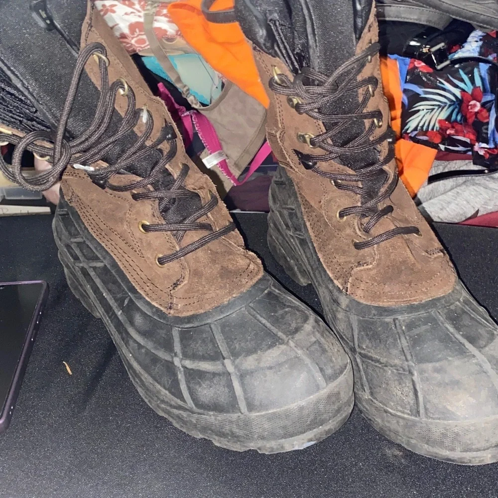 KAMIC‎ NATION-PLUS WK0097 Men's SIZE 13 Brown and Black Snow BOOTS LACE UP GUC